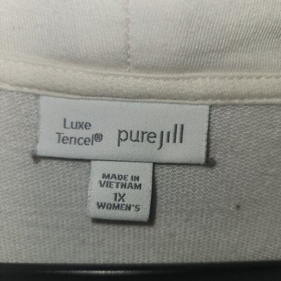 Pure Jill Womens Luxe Tencel Tunic 1X Long Sleeve Cowl Neck Light Cream Top 2435 - Picture 4 of 8